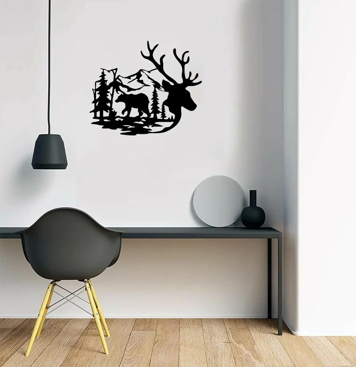 

CIFBUY Decoration Metal Wall Mounted Animal Bear Deer Ornament For Indoor Outdoor Home Bedroom Animal Type Retro Metal Plate Wal