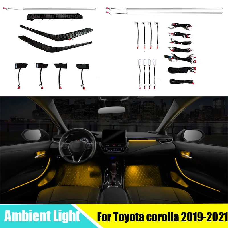 Atmosphere Light 64-color Door Trim Neon Light Footwell LED Ambient light For Toyota Corolla 2019-2021