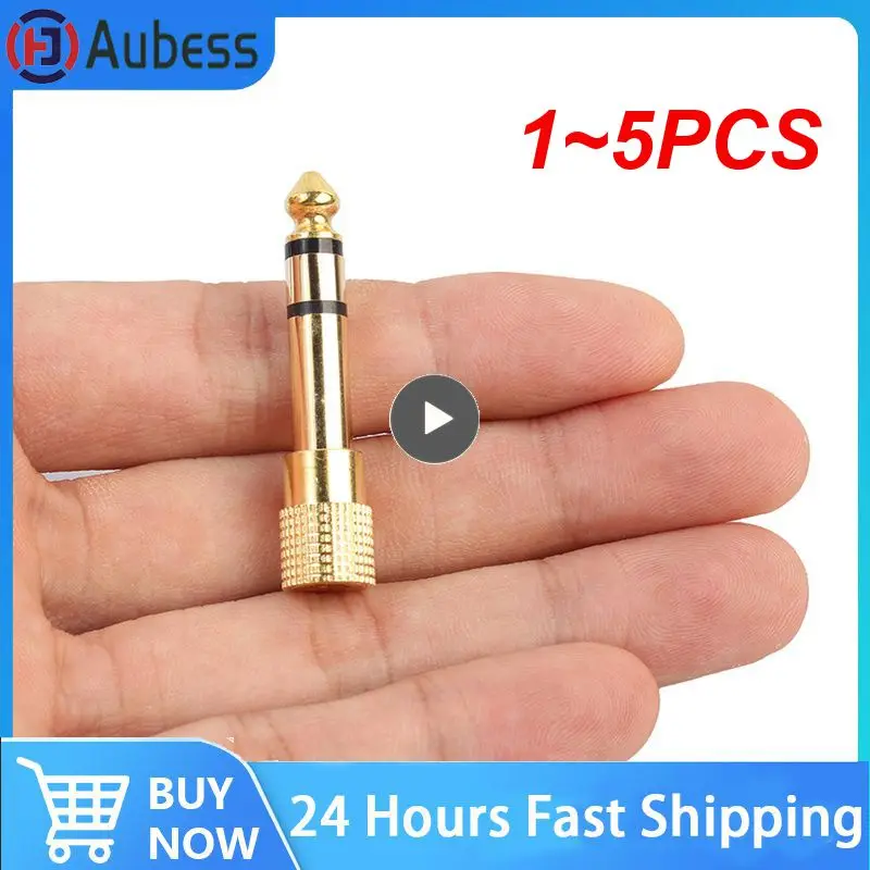 1~5PCS New Headphone Adapter 6 35 Mm Male To 3 5 Mm FemaleWear-resistant Jack Converter Audio Plug Gold Plating Process Power