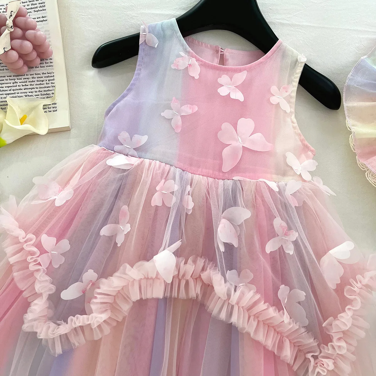2025 Princess New Summer Clothes Children's Foreign Style Vest Mesh Skirt Performance Fluffy Princess Skirt Girl