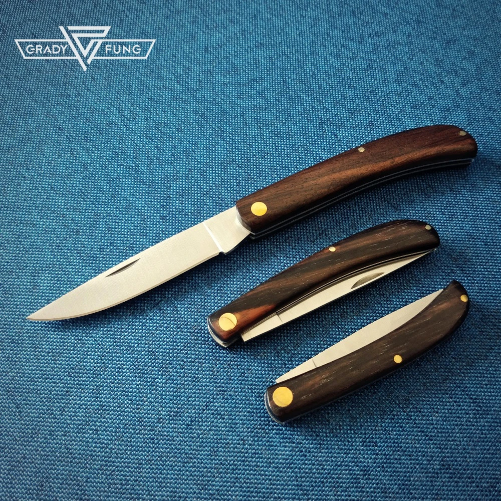 GradyFung Pocket Knife Folding Blade Stainless Steel with Wood Handle Gentleman Knives for Camping EDC Utility Meat Table Tools