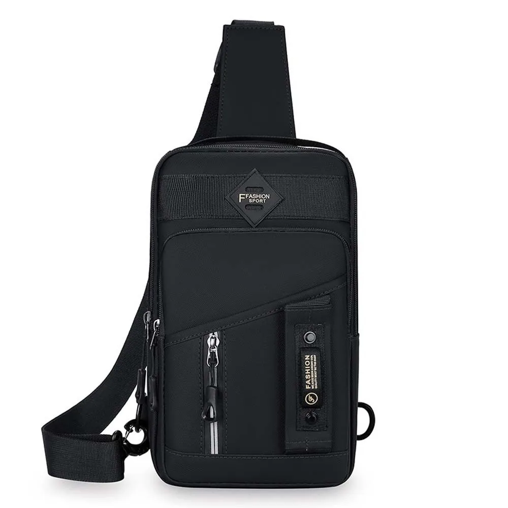 

With Reflective Strips Men's Chest Bag Adjustable Strap Anti-splash Water Handheld Crossbody Pack Minimalist Large Capacity