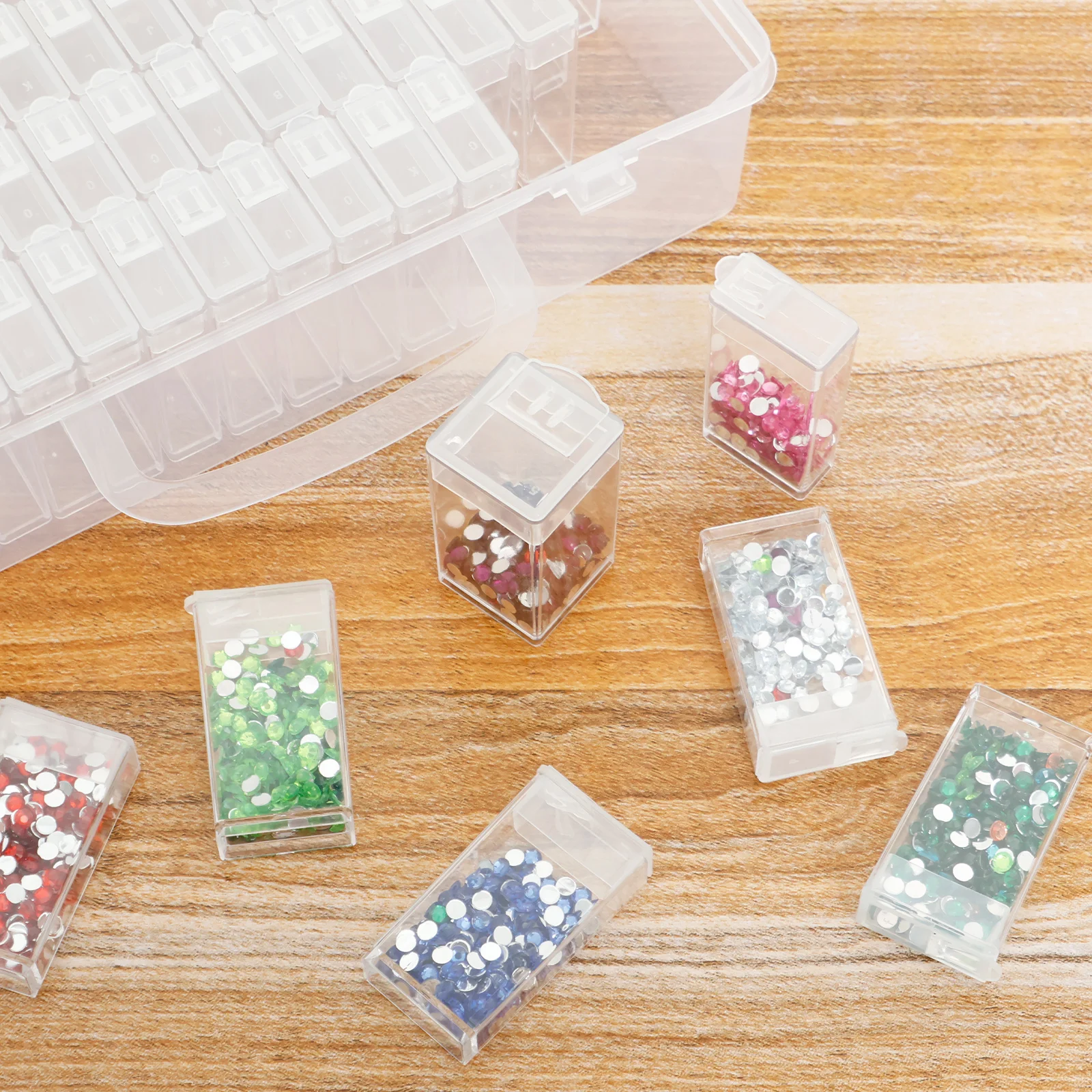 

2 Set Clear Bead Storage Box Mini Sampling Tank 56 Cell Transparent Dustproof Organiser Box for Painting Accessory Jewelry Ring