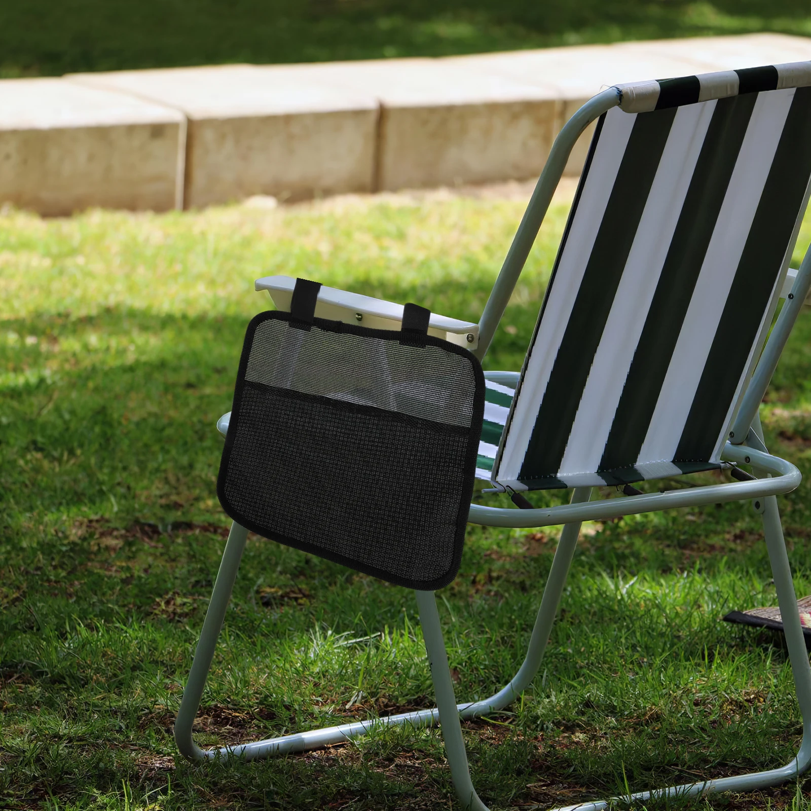 

1pc Folding Chair Storage Bag Durable Fabric Camping Beach Organizer Snack Holder Portable Picnic Armrest Pouch Car Trunk Net