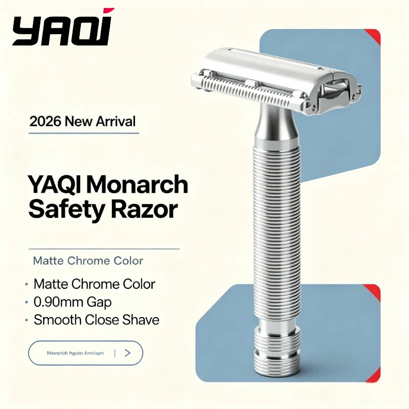 2026 YAQI Professional Monarch Matte Chrome Color Safety Razor - 0.90mm gap