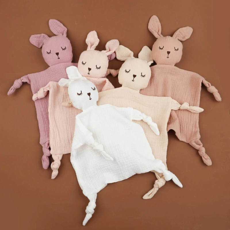 Cartoon Rabbit Baby Soother Toy Appease Bib Cute Cartoon Burping Cloth for Newbrons Breathable Comforting Towel