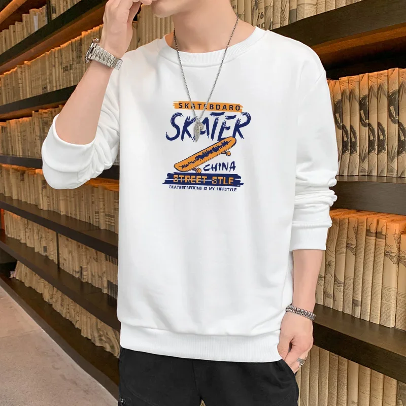 

New Autumn and Spring Long sleeved T-shirt for Men's Sweater Underlay Shirt for Men's Round Neck Pullover Sweater for Men