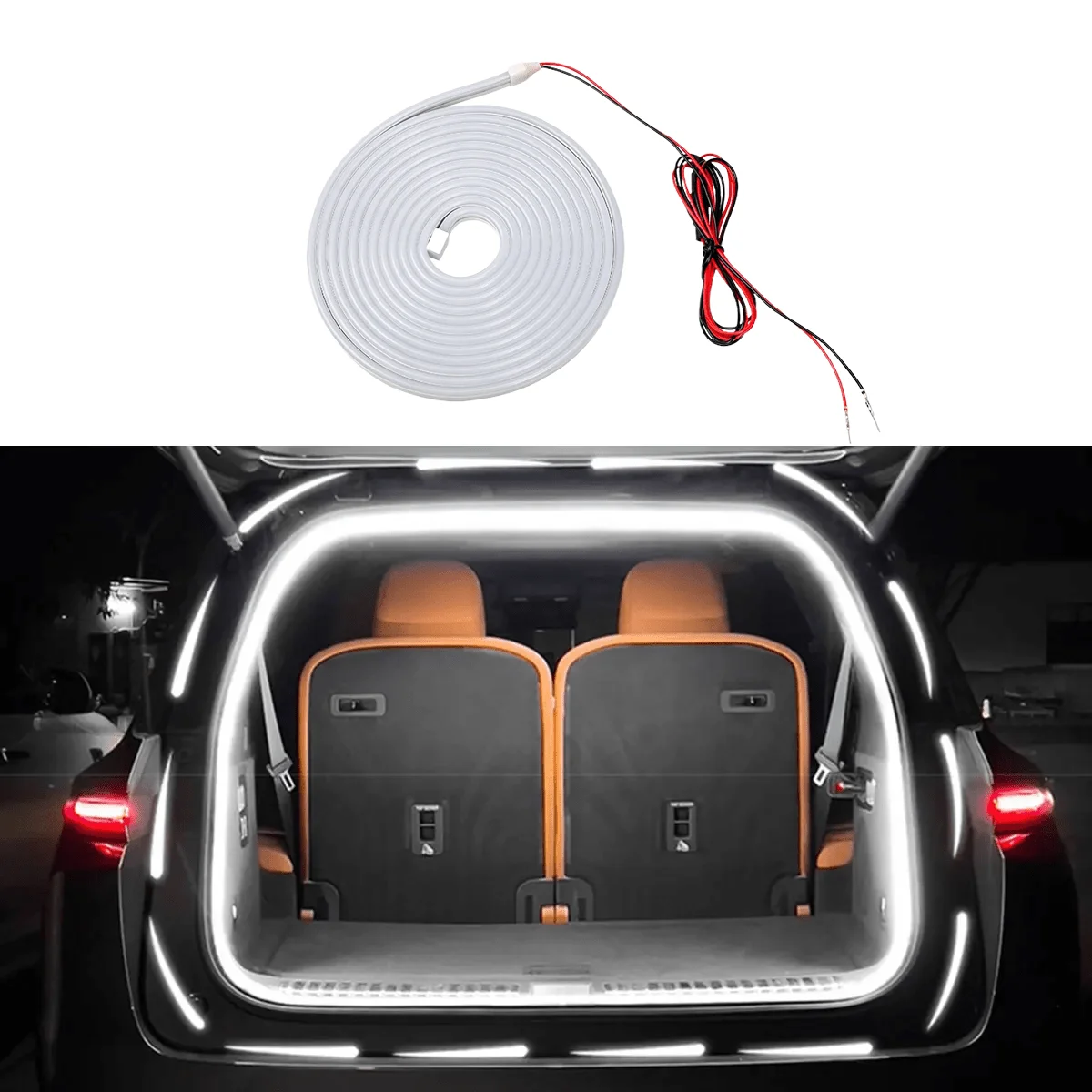 Car LED Trunk Lighting Lights Dynamic Flowing Flexible Light Strip Scanning Atmosphere Lamp Waterproof for Car Light Accessories