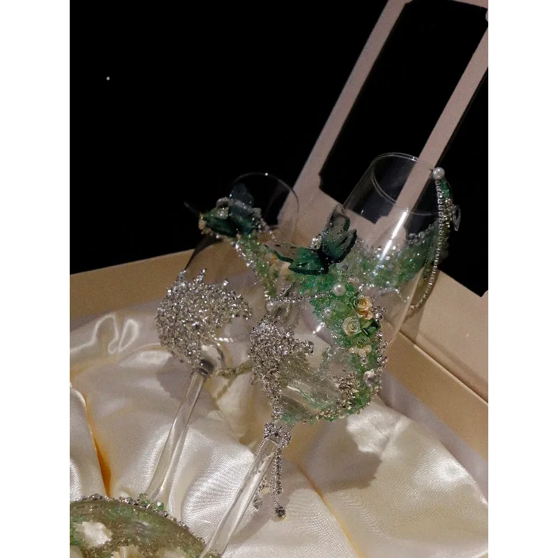 Wedding toast glass Mori champagne glass broken diamonds shining engagement wedding gift for girlfriends DIY material package