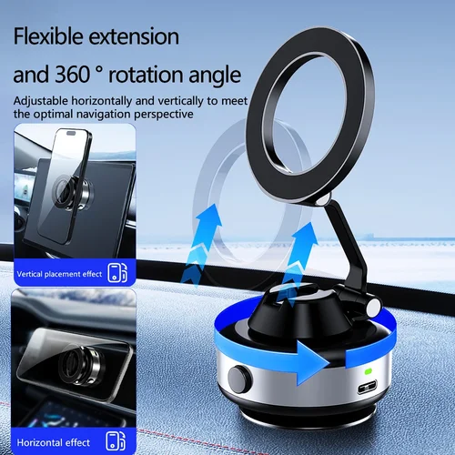 Imagen 2 del producto Soporte para teléfono de coche con ventosa de vacío eléctrica X98, soporte plegable magnético fuerte con rotación de 360 para iphone 12-16 Pro Xiaomi Samsung
