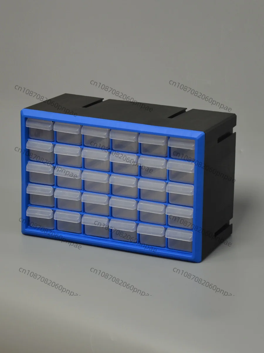 

Blue Combined Desktop Storage Box Simple Removable Plastic Parts Box with Drawer Multi-grid Sorting Shelf