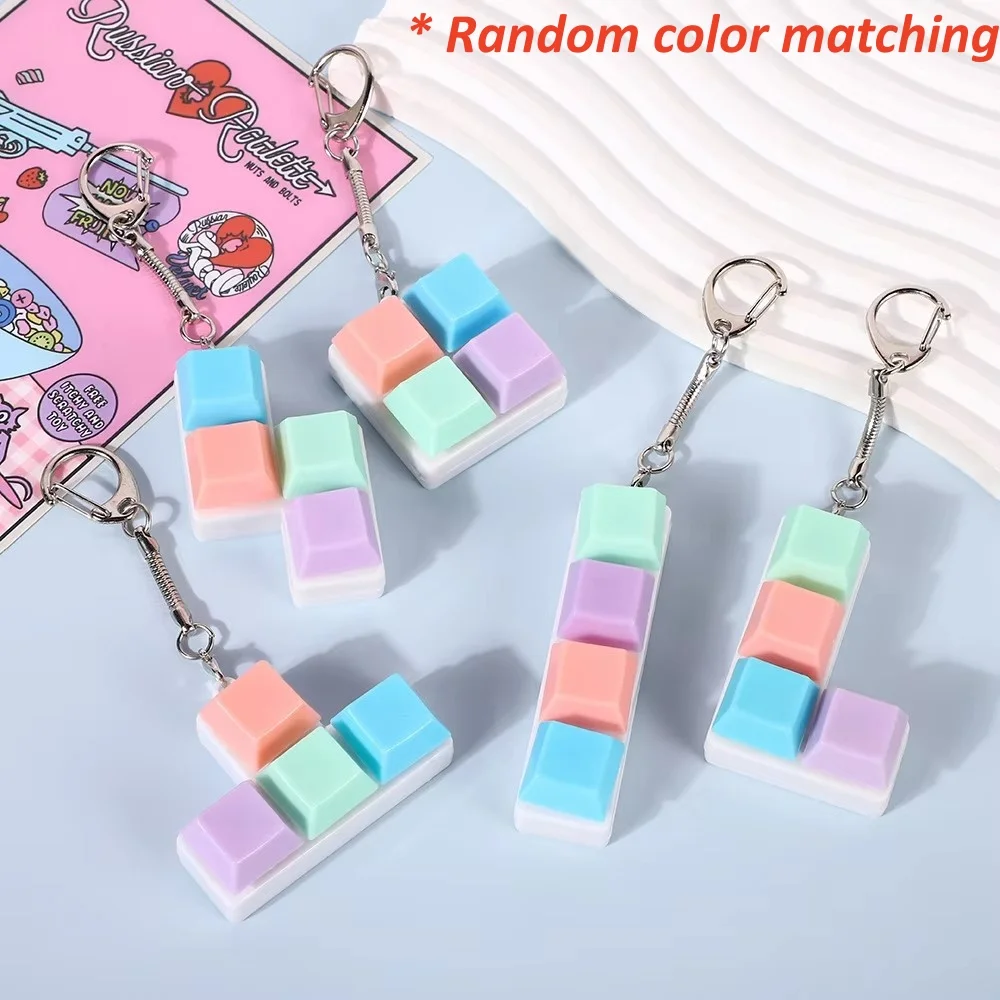 Keyboard Key Chain Keyboard Caps Toy Press Stress Relief Diy Button Finger Keyboard Caps Keychain Keyring Key Holder Small Gifts