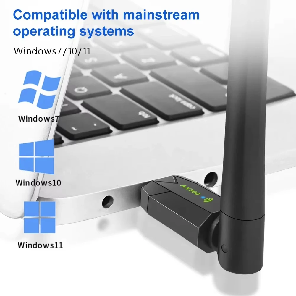 Adattatore WiFi 6 USB 286Mbps Scheda di rete WiFi wireless da 2,4 GHz Antenna 5BDI Wifi 6 Dongle USB per PC portatile Win10/11 Driver gratuito