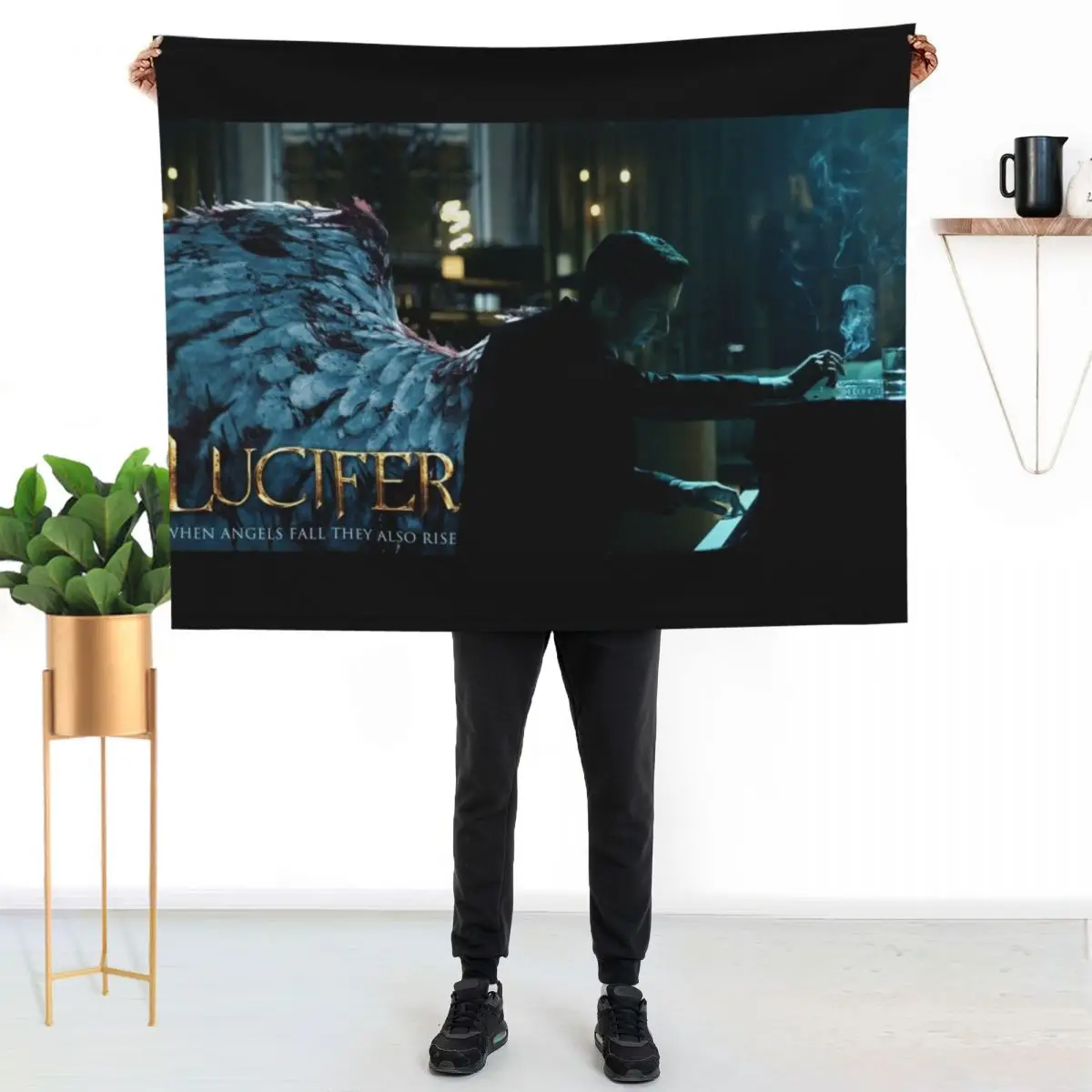 Lucifer Piano Wings Throw Blanket Sofa Throw Multi-Purpose Thin blankets and throws Loose Bed Blankets