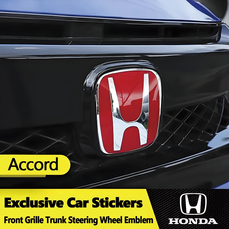 

Car Badge Front Grille Trunk Steering Wheel H-Decorate Stickers Accessories For Honda Accord Civic 8th 9th 9.5th 10th Generation