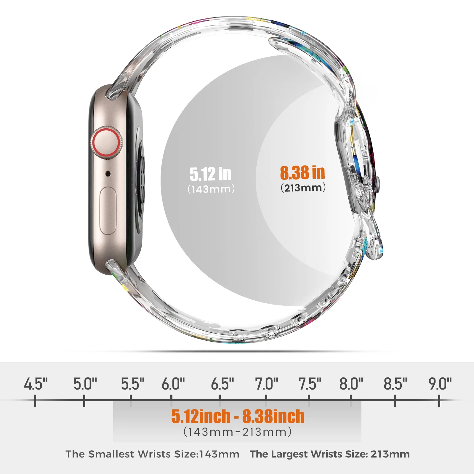 Bracelet en Résine Transparente pour Apple Watch, iWatch 7, 6, 5, 4, 3, 2, SE 1, 41mm, 45mm, 38mm, 42mm, 40mm, 44mm, pour Homme et Femme