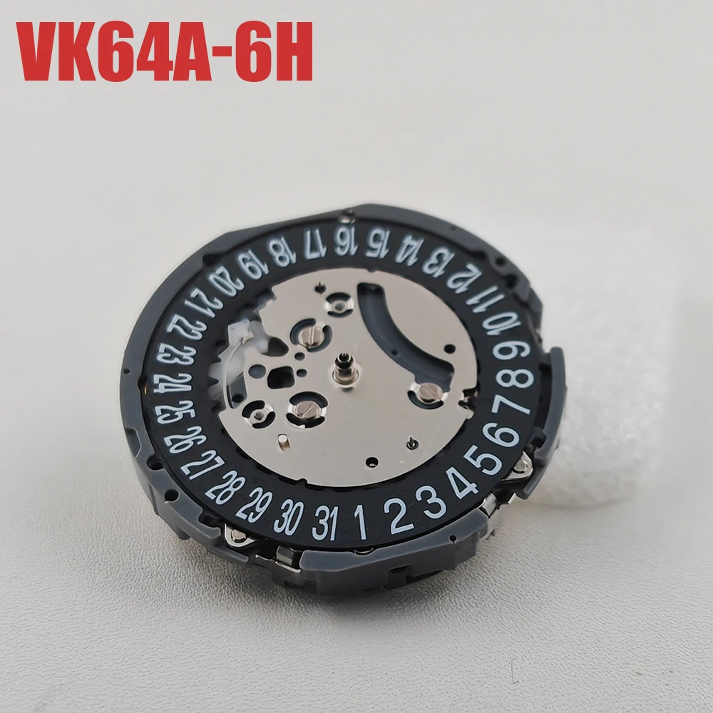 

Japan Genuine VK64 VK64A Chronograph Quartz Watch Movement Black Date at 6H Position Mod VK64-6H Mechanism Parts with Battery