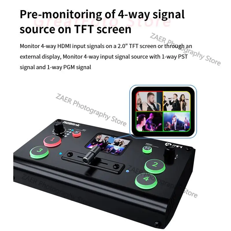 RGBlink Mini Pro Video Switcher สนับสนุน T-Bar OBS Studio Mini Switcher APP ควบคุม USB 3.0สำหรับสตรีมมิ่งสด broadcast คอนเสิร์ต
