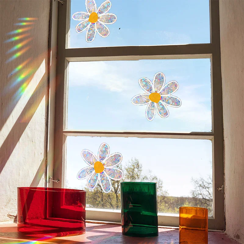 Sun Catcher Stickers Self Adhesive PVC Window Wall Decal Suncatcher Rainbow Maker Wallpaper Bedroom Home Decor Flower