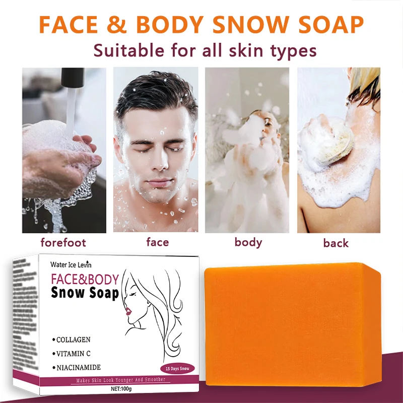 Sapone da neve Viso Corpo Tutta la pelle Collagene Vitamina C Niacinamide. Trasformazione della pelle di 43 giorni. Illumina, Ammorbidisce, Leviga.