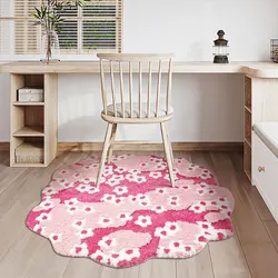 Flower Nordic  Lawn Moss Rugs Tufted Carpet Soft Daisy Green Pink Irregular Rugs Bedside Mat Non-Slip Absorbent Home Decorate