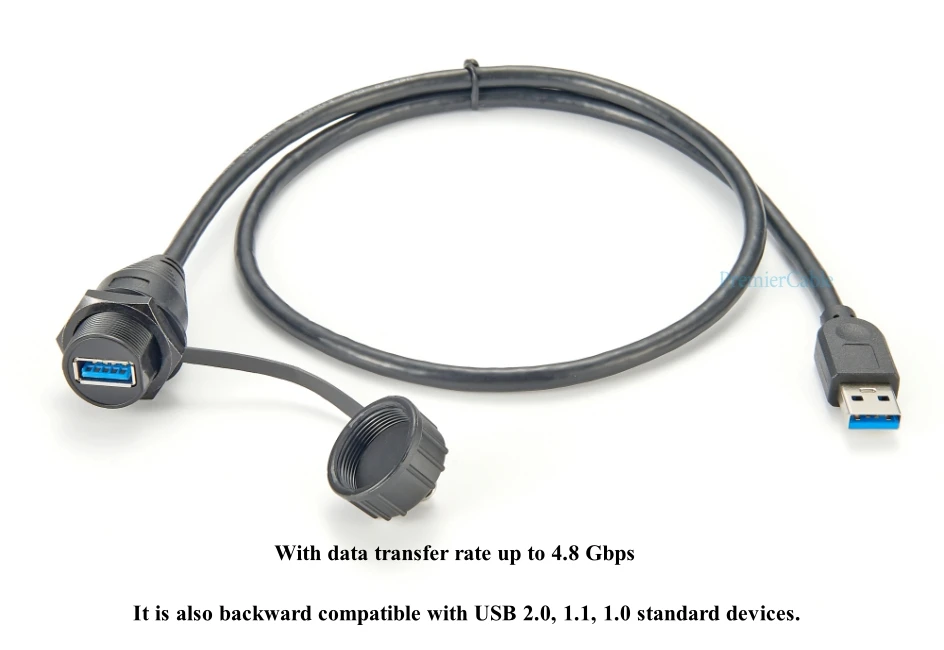 IP67 Wasserdichtes USB 3.0 A Einbaukabel 5Gbps Typ A Stecker auf Buchse Verlängerungskabel Datenübertragung für Drucker Scanner – Detail 4