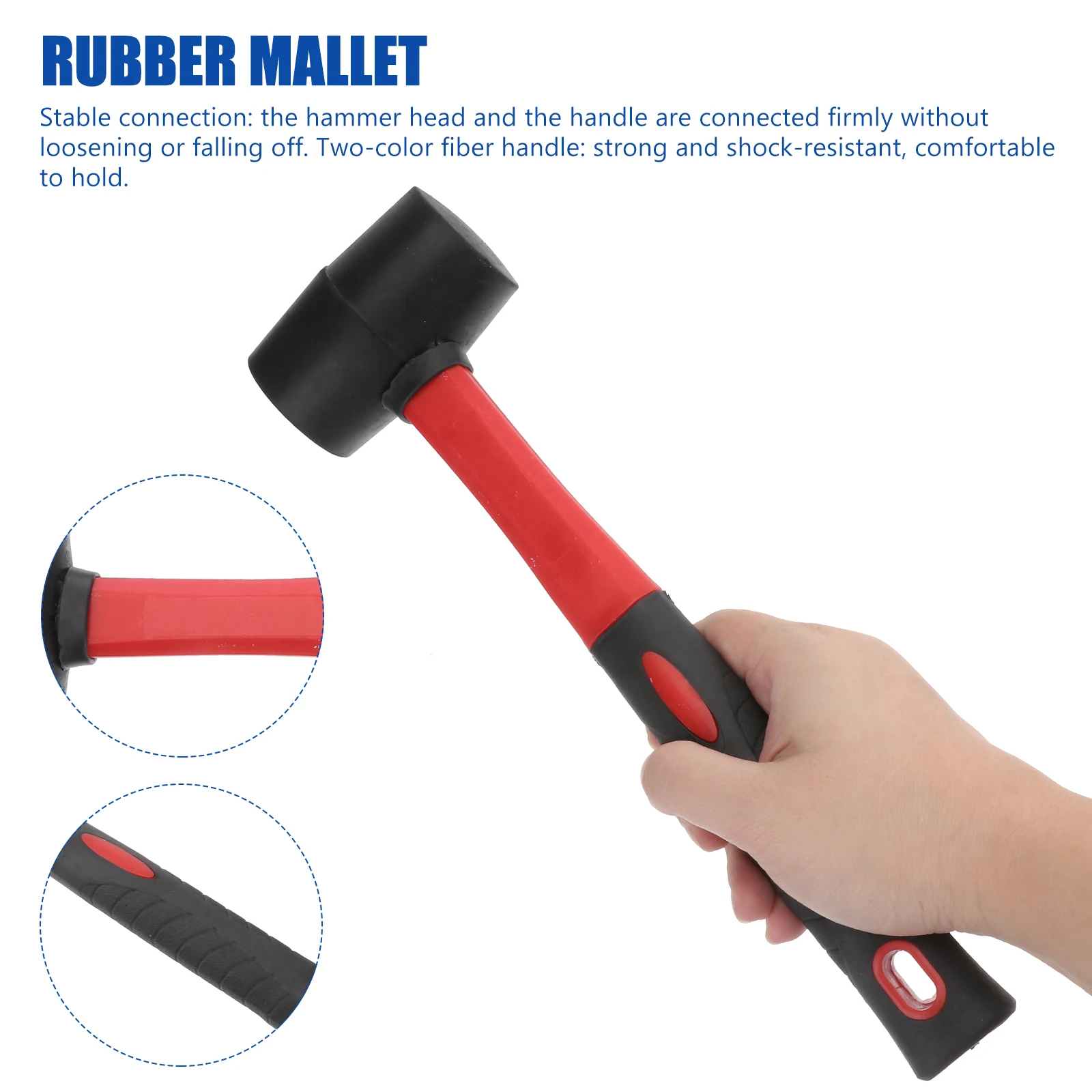 

Rubber Hammer Mallet 8 Oz Round Head Small Tool for Landscaping Soft Installation Fiber Handle Stable Connection