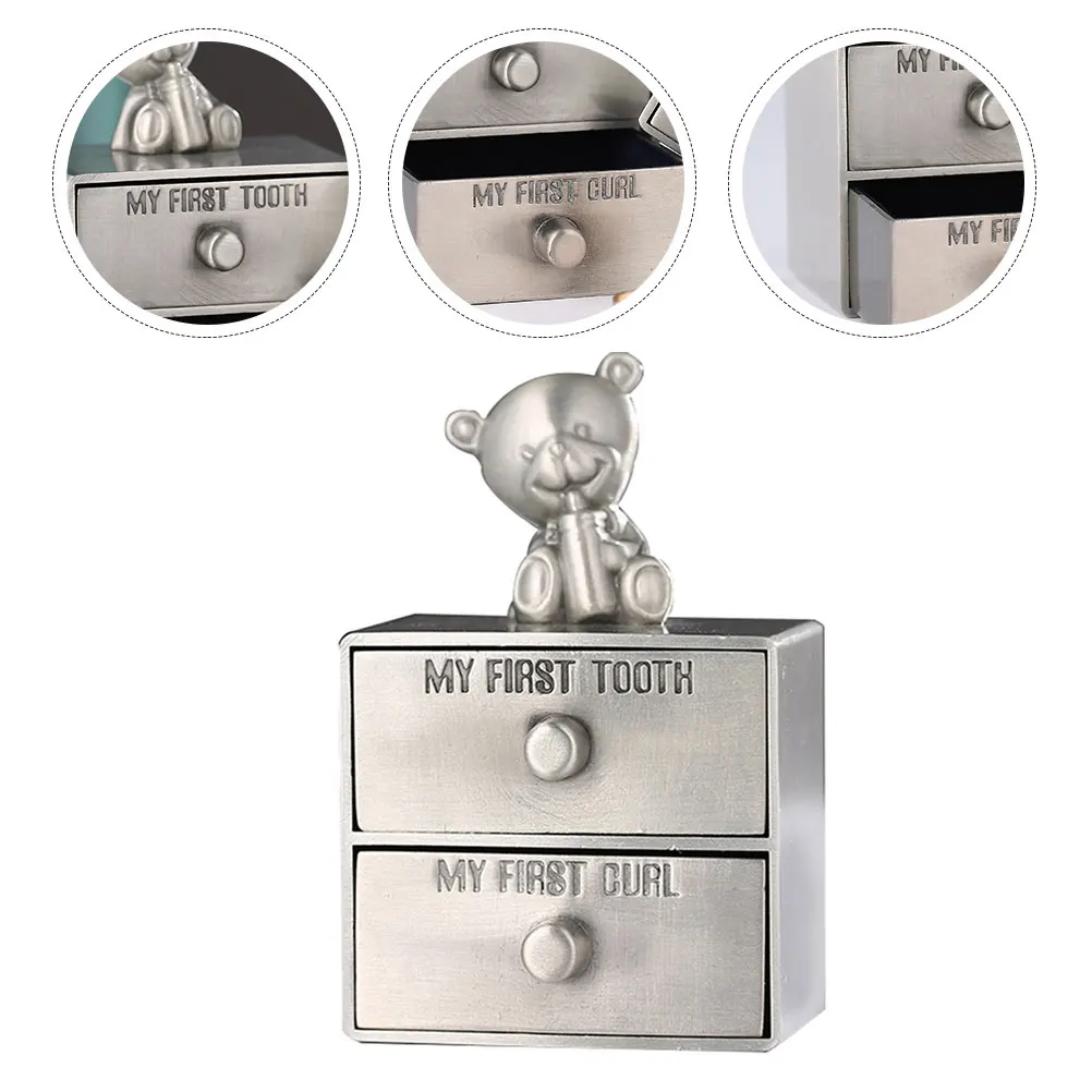 

First Tooth Storage Box Multi-Functional Metal Keepsake Box Jewelry Trinket Organizer Vintage Dresser Decoration