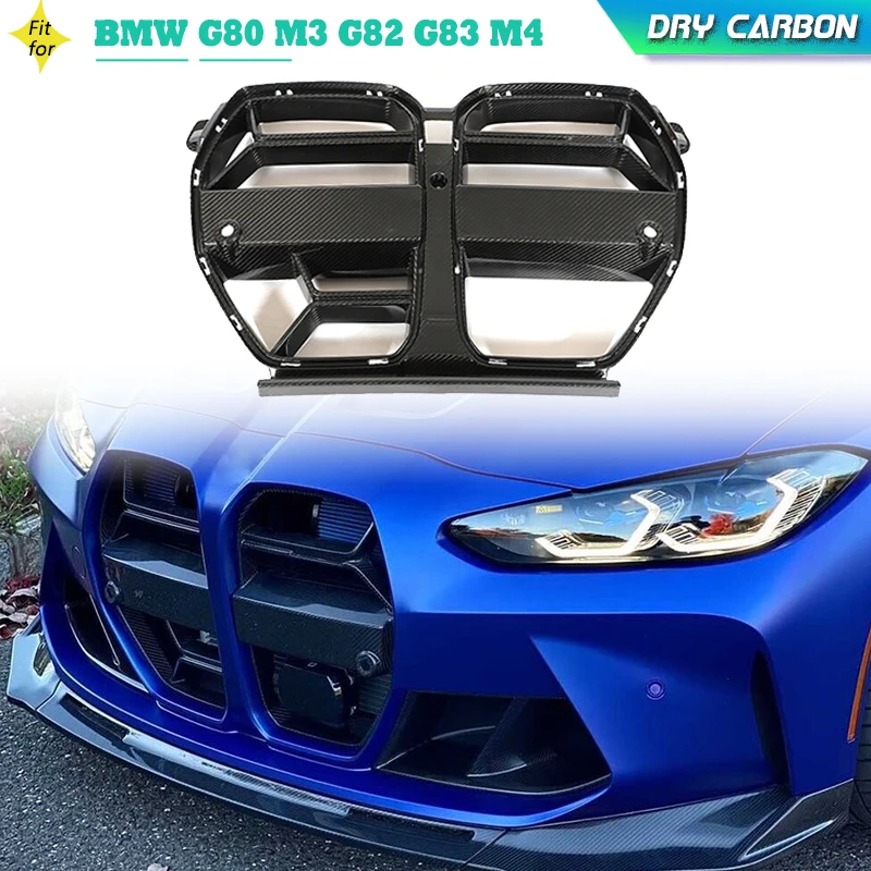 Dry Carbon Fiber Car Front Bumper Grill for BMW G80 M3 G82 G83 M4 2021-2023 With ACC Radar Front Grille Racing Grills Body Kit