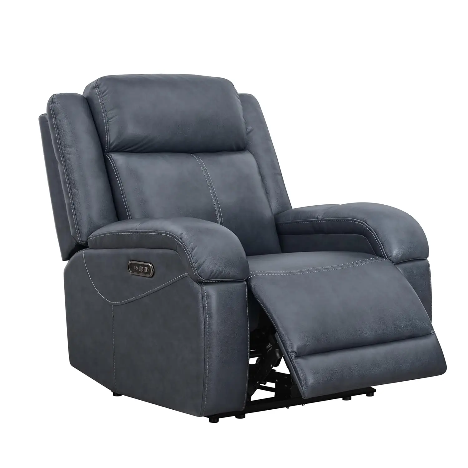 #Genuine Leather Power Recliner Chair Wall Hugger Power Headrest USB Port RV Living Room Navy Customized