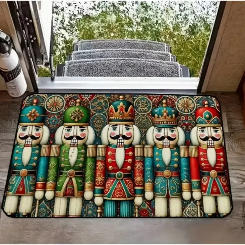 Nutcracker Pattern Rectangular Carpet Flat Anti Slip Entrance Door Mats Living Room Bedroom Kitchen Bathroom Home Decoration
