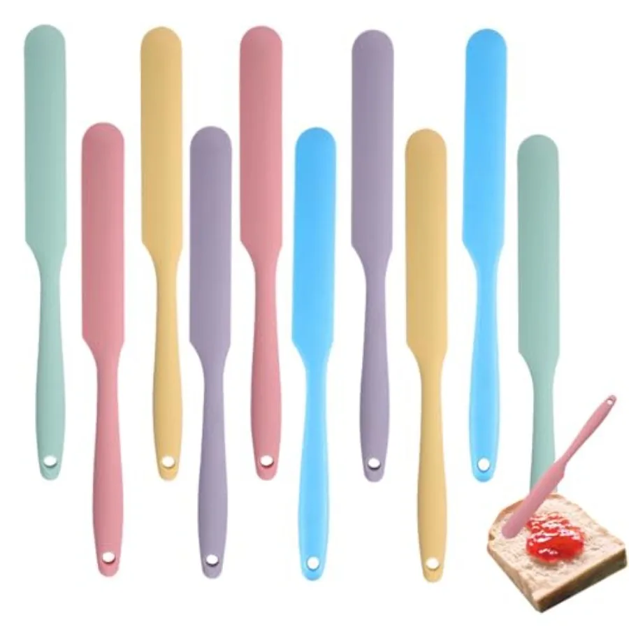 

Silicone Jar Spatulas 10 Pieces Silicone Spatula Small Butter Cake Cream Spatulas Set Long Handle Mini Non Stick Mixing Batter