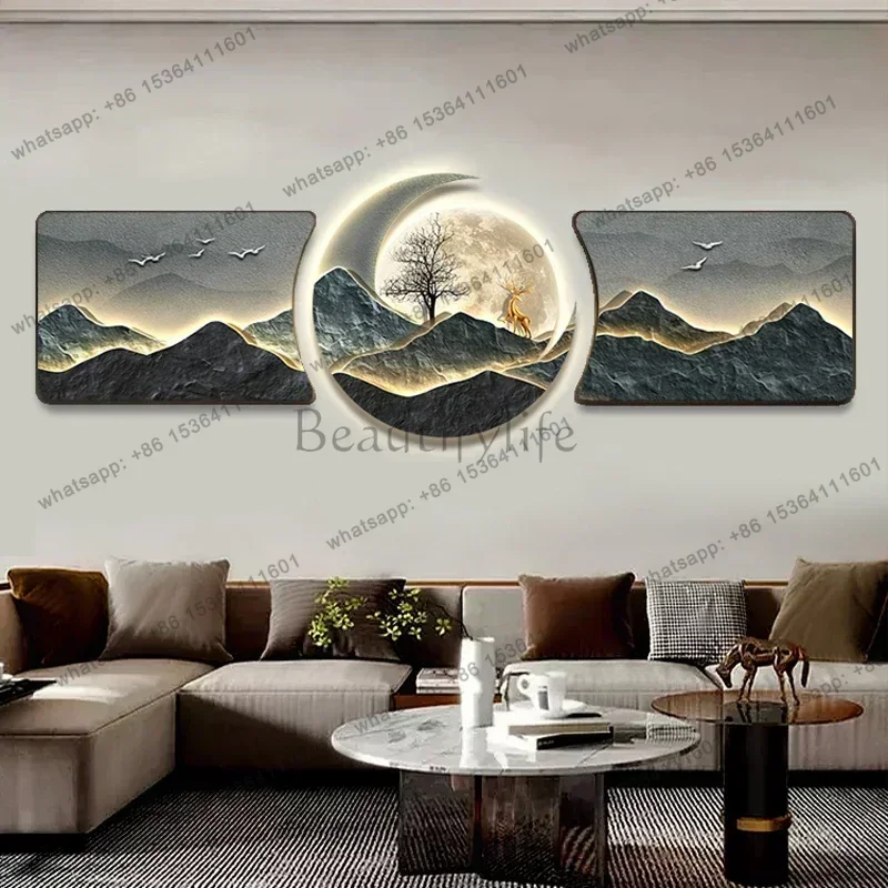 YJ Modern Room Decor Posters Plugged In Poster Light Luxury Living Room Decoration Painting With LED Light In The Middle Wall Ar