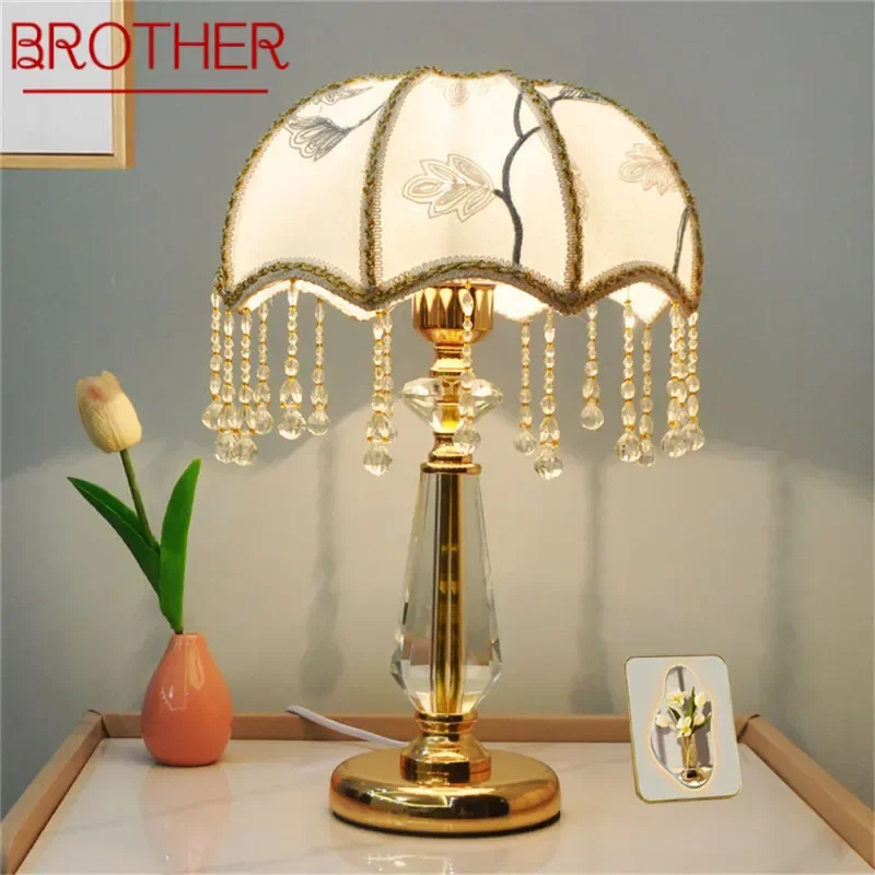 BROTHER Contemporary Luxury Crystal Desk LampLED Fashion Art Living Room Bedroom Study Girl's room Villa Hotel
