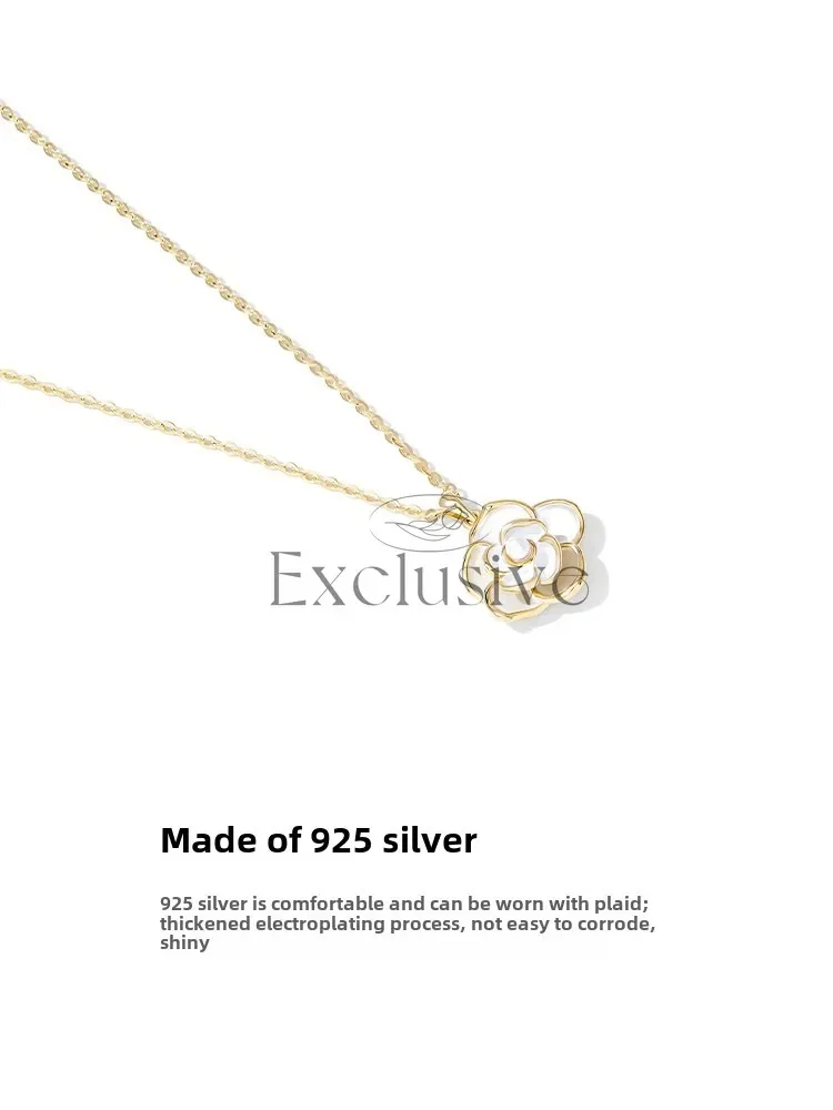 925 Silver Camellia Necklace Women's Temperament Clavicle Chain