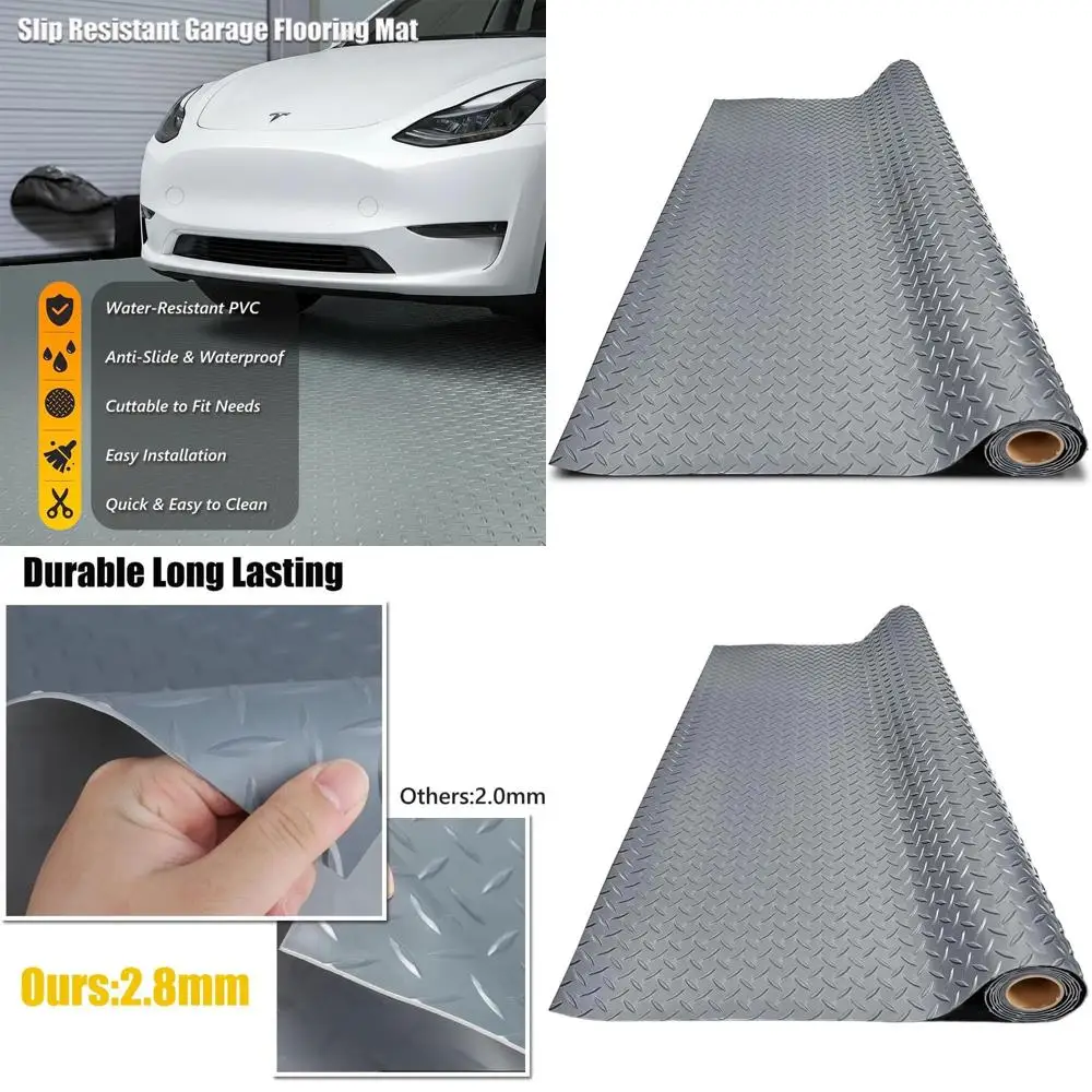 

Толстый ПВХ-коврик для пола гаража, сверхпрочный водонепроницаемый противоскользящий защитный коврик для автомобилей, прицепов, внедорожников, подвалов, спортзалов (серый) - 3 фута x 16 футов