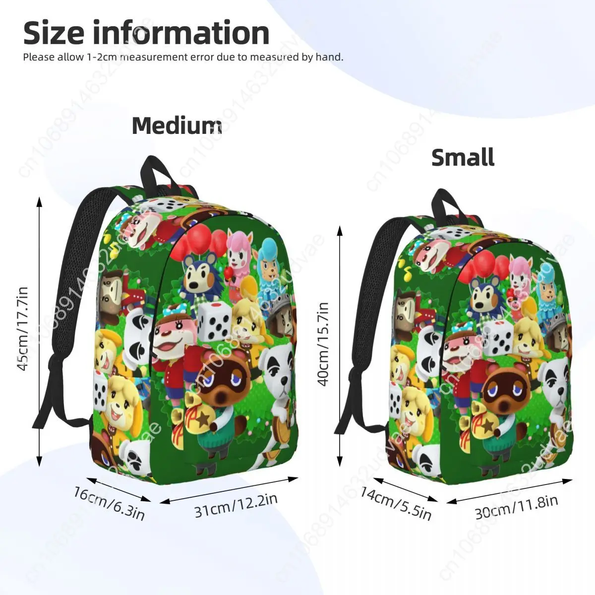 Animal Crossings Backpack for Preschool Primary School Student New Leaf Game Bookbag Boy Girl Kids Daypack with Pocket
