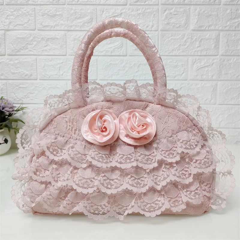 Retro Lace Elegant Design All-match Handbag Lady 2024 New Niche Tiered Sweet Portable Banquet Bags