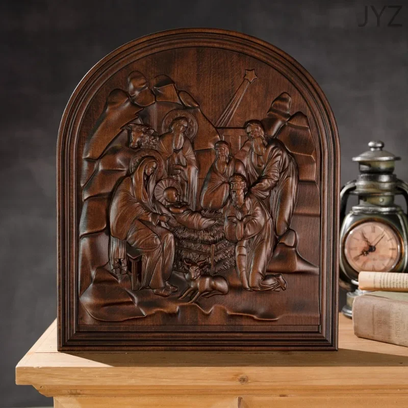 

Vintage Religious Wood Nativity Scene Manger Birth Room Wall Home Statue Decoration