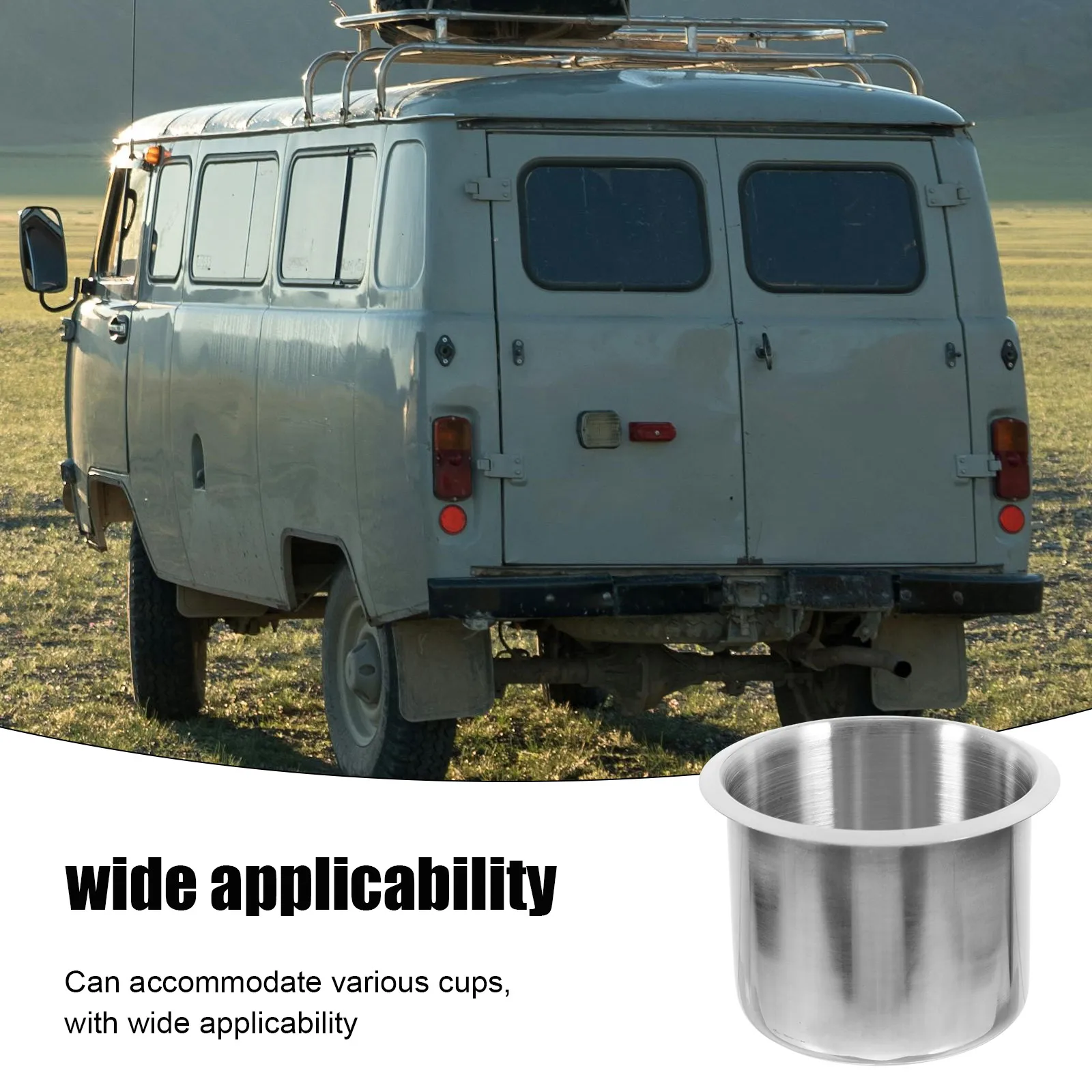 

Stainless Steel Cup Holder Insert for Car Rv Sofa Universal Fit Anti-Spill Drink Holder for Large Cups and Small Cups