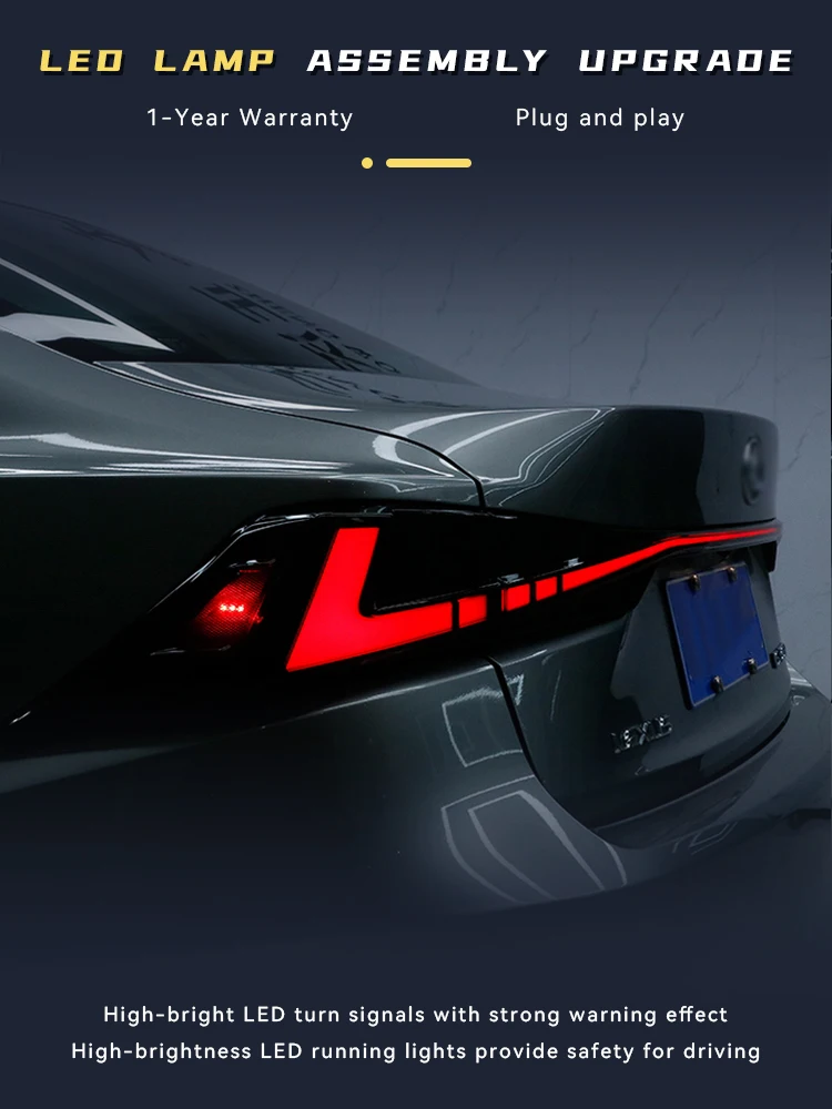 

Tail Light for Lexus IS200 IS250 IS300 IS350 2013-2022 LED DRL Taillight Through Lamp Turn Signal Rear Dynamic Tools Accessories