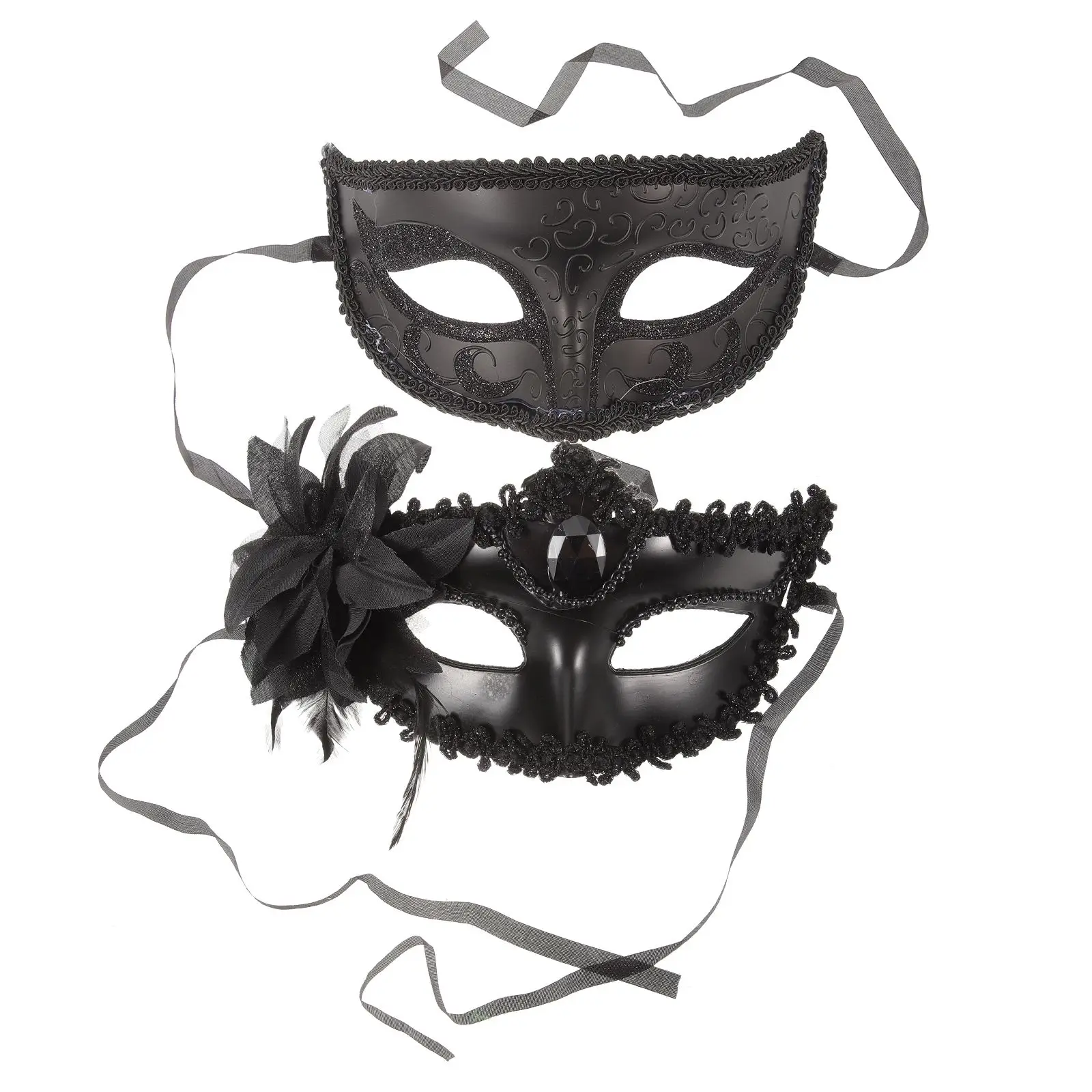 

2Pcs Half Mask Halloween Cosplay Couple Men Women Classic Plastic Costume Party Masquerade Mask Masquerade Masks Set