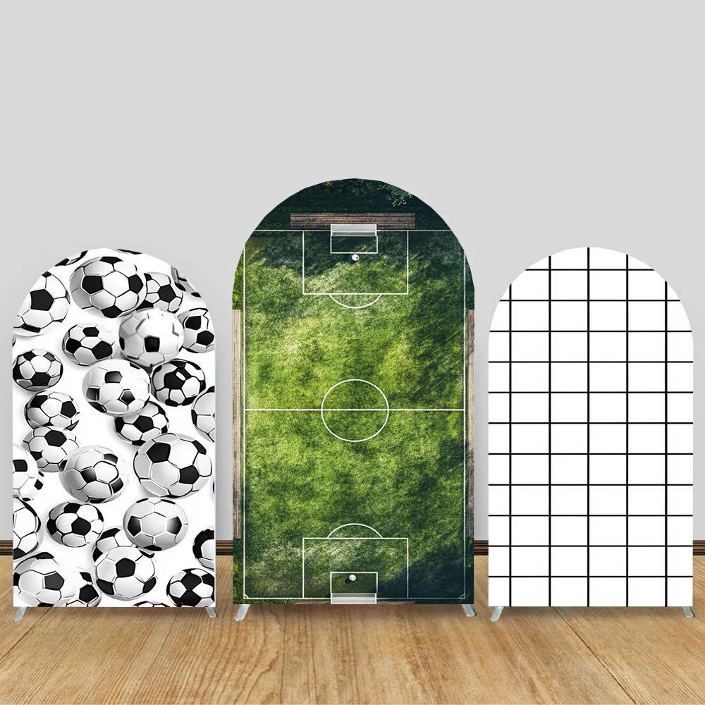 

Soccer Arch Backdrop Cover Football Field & Soccer Ball Theme for Sports Party,Birthday Decoration & Photography Background Wall