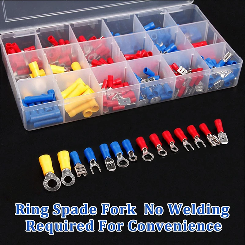 Wire Connector Kit Male Female Insulated Terminals Cold Crimp Terminals Assorted Crimp Terminals Spade Butt Connector Kit