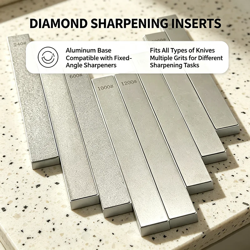 Conjunto de Pedras de Afiar de Diamante em Liga de Alumínio, 9 Granulometrias de 240 a 3000, para Sistemas Guiados, Kit de Afiação de Lâminas de Barbeador Multi-Lâminas