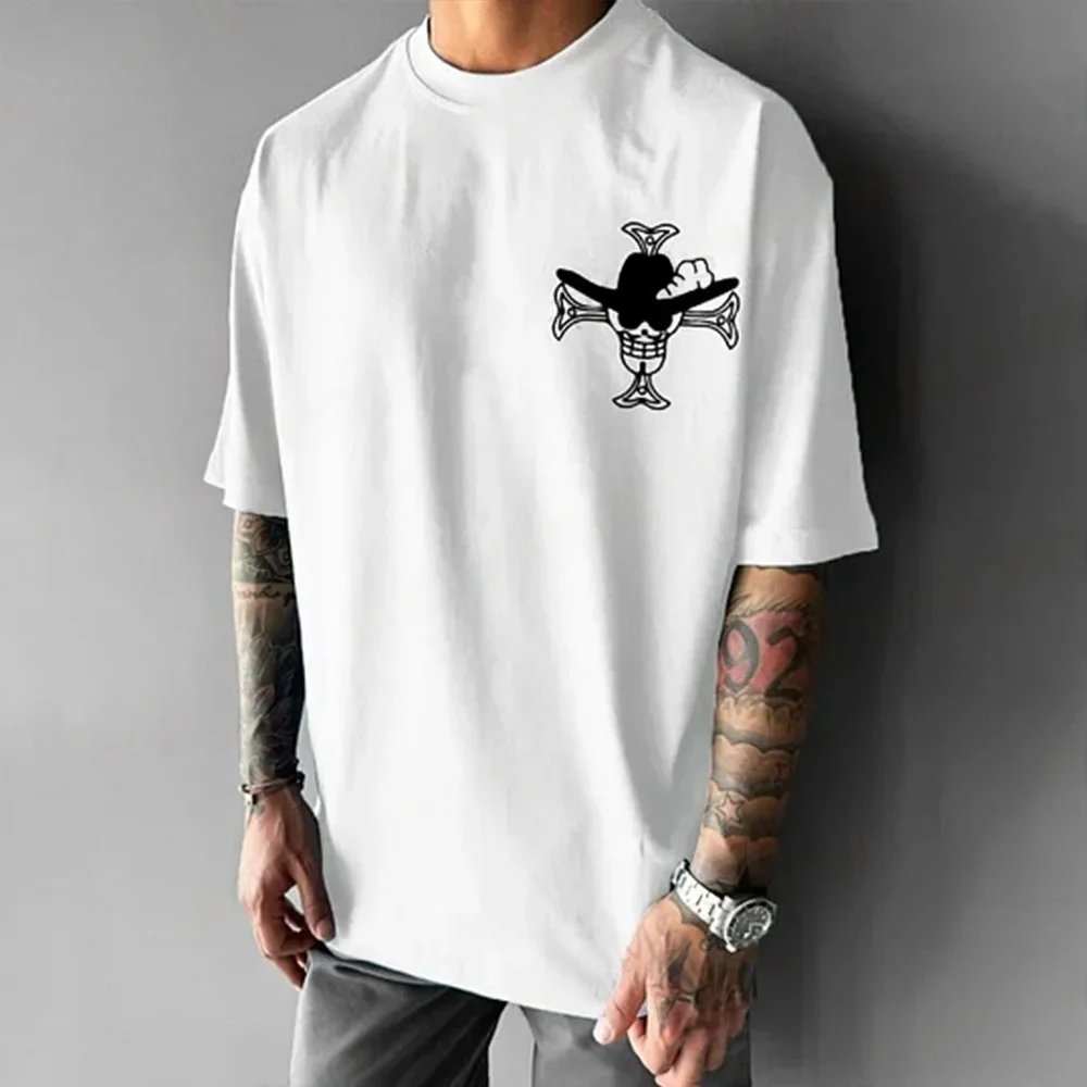 One Piece Men's T-shirt Summer Dracule Mihawk Japan Classic Anime Autumn Boy Children's Short-sleeved Loose Parent-child Outfit
