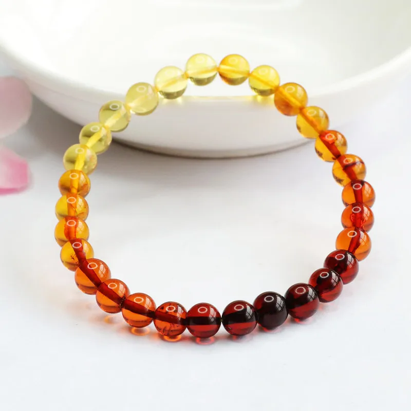 100% Natural Amber Bracelet Women Healing Gemstone Fine Jewelry Genuine Baltic Amber Rainbow Bracelets for Girlfriend Mom Gifts