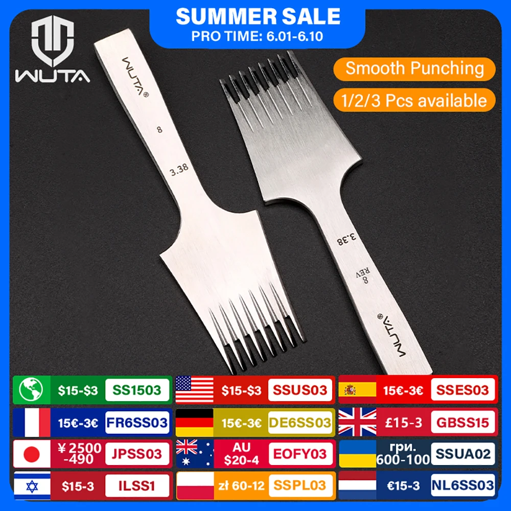 WUTA 1pc High Quality Sharp Leather Chisel French Style Pricking Iron Die-steel Leather Punching Tool Polish-2.7/3.0/3.38/3.85mm