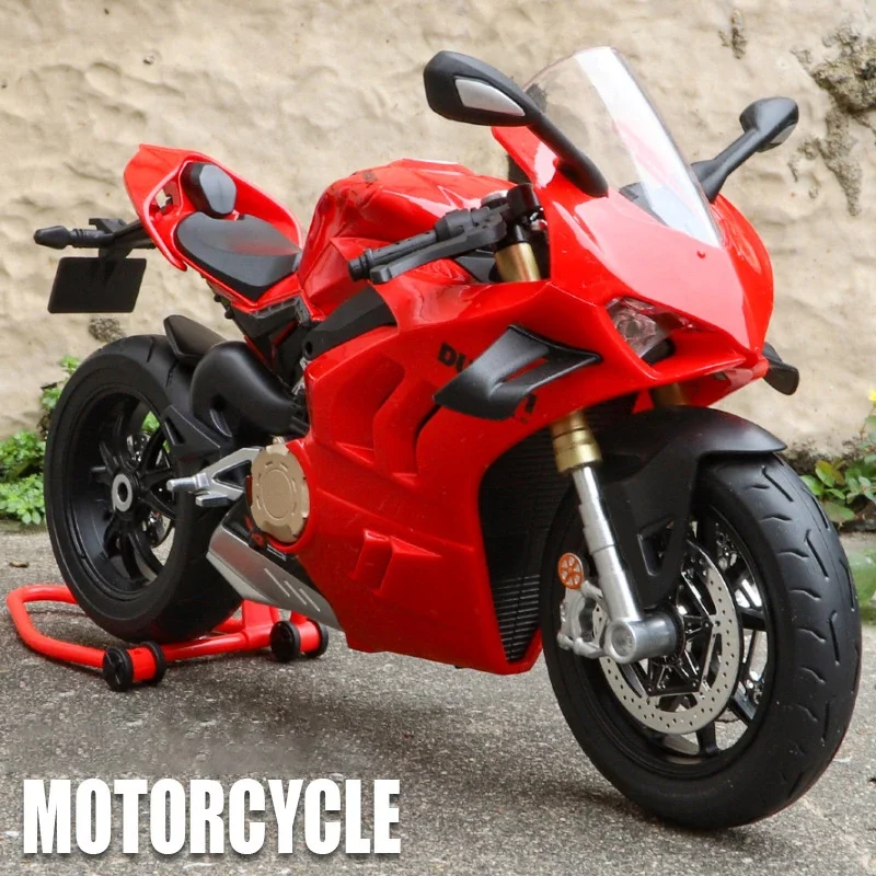 1:9 Ducatis V4S Panigale Alloy Die Cast Motorcycle Model Toy Vehicle Collection Carrying Lighting Off Road Autocycle Toys Car