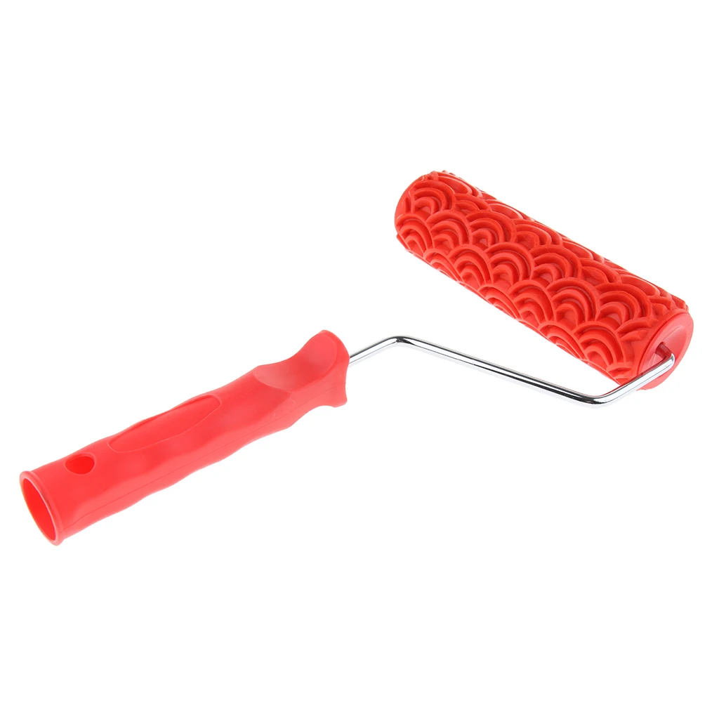 7"INCH Embossed Scale Grain Pattern Painting Roller With Handle Wall Decor